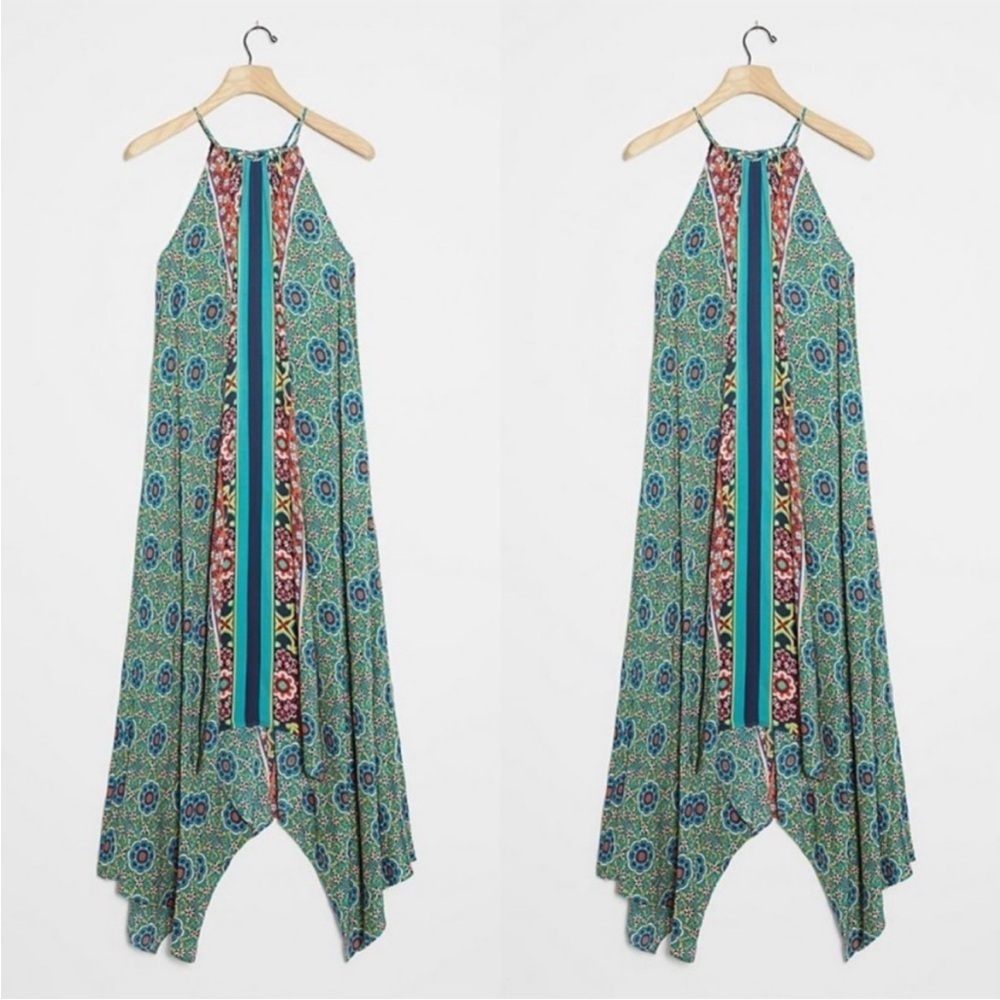 Anthropologie Ella Halter Tunic Dress Floral Multicolor size M/L - Picture 2 of 8